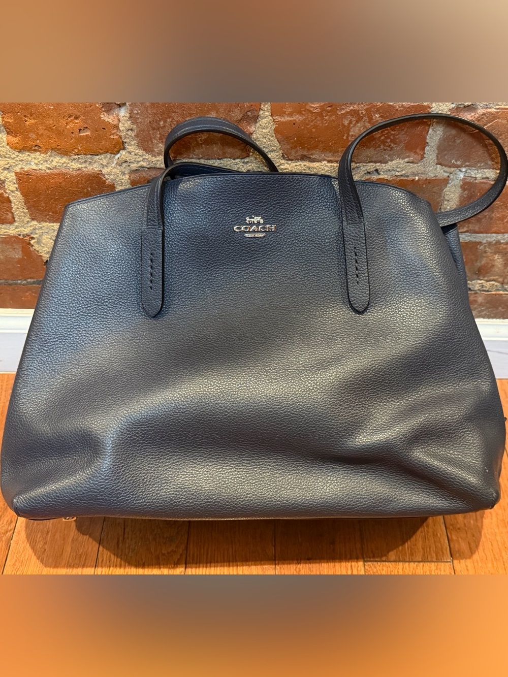 COACH Charlie Carryall 40 Navy Pebbled Leather Tote